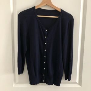 WHBM Navy Cardigan Sz M